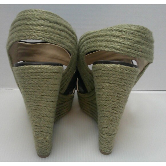 Boutique9  BTILLY Women's High Wedge Leather Sandals  In  Dark Brown  Size 9.5M - Picture 6 of 9